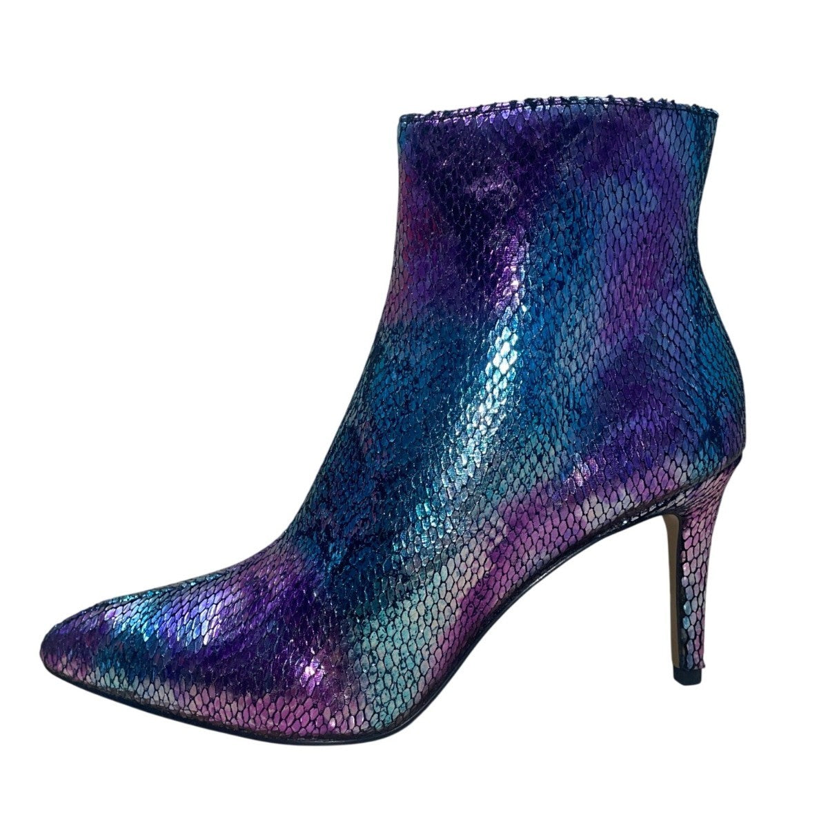 Betsey Johnson Women’s Purple Faux Snakeskin Albaa Ankle Heeled Booties Size 8M