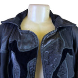 La Coleccion Judith Roberts Black Velvet & Lace Sequined Embroidered Long Coat