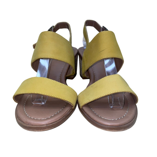 Caslon Women’s Yellow Leather Adjustable Strap Block Heel Sandals Size 7.5M