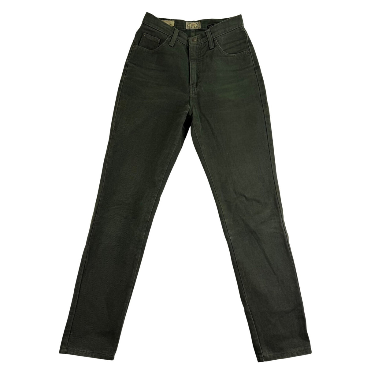 Vintage Express Jeans Womens Olive Green High-Waisted Denim Pants Size 7/8
