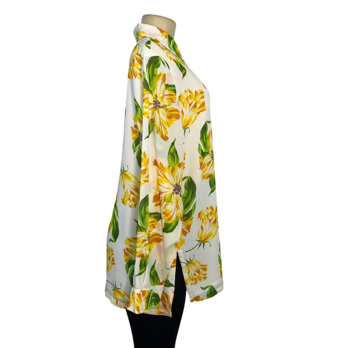 Linea By Louis Dell Olio Floral Button-Up Blouse Long Sleeve Top Sz L