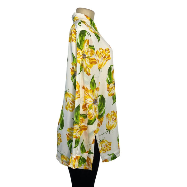 Linea By Louis Dell Olio Floral Button-Up Blouse Long Sleeve Top Sz L
