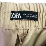 Zara Womens Beige Button-Detail High-Waisted Pants Size M