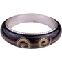 Brighton Womens Black & Cream Metal Fashion Bangle Bracelet Swirl Inlay Design