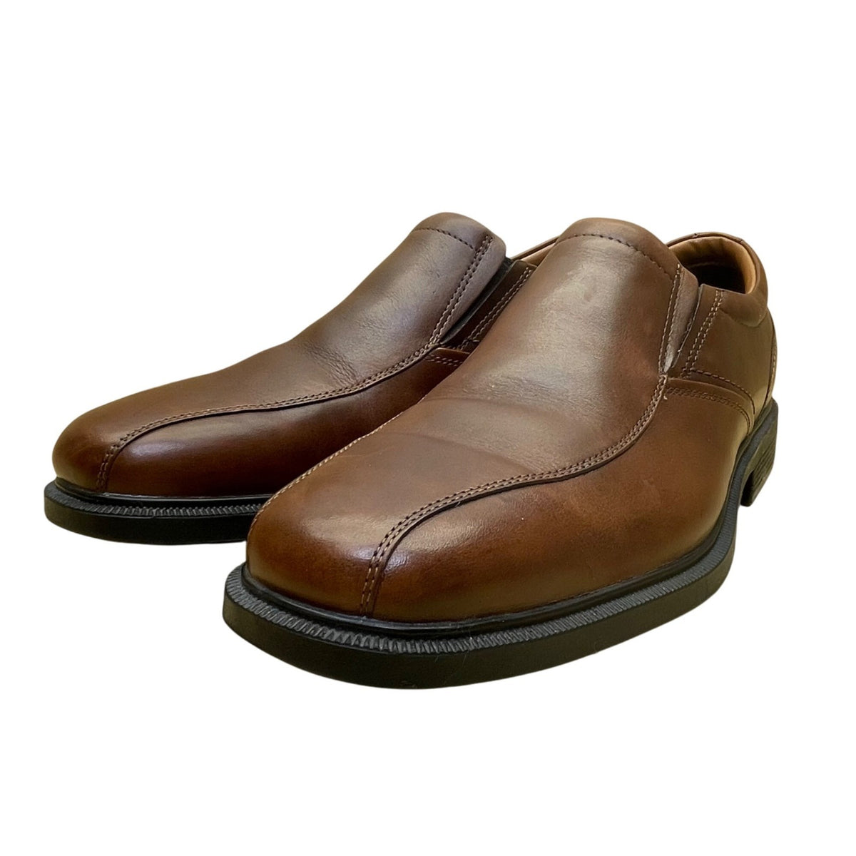 Rockport Men’s Brown Leather Leader 2 Bike Toe Slip-On Dress Shoes Size 11.5