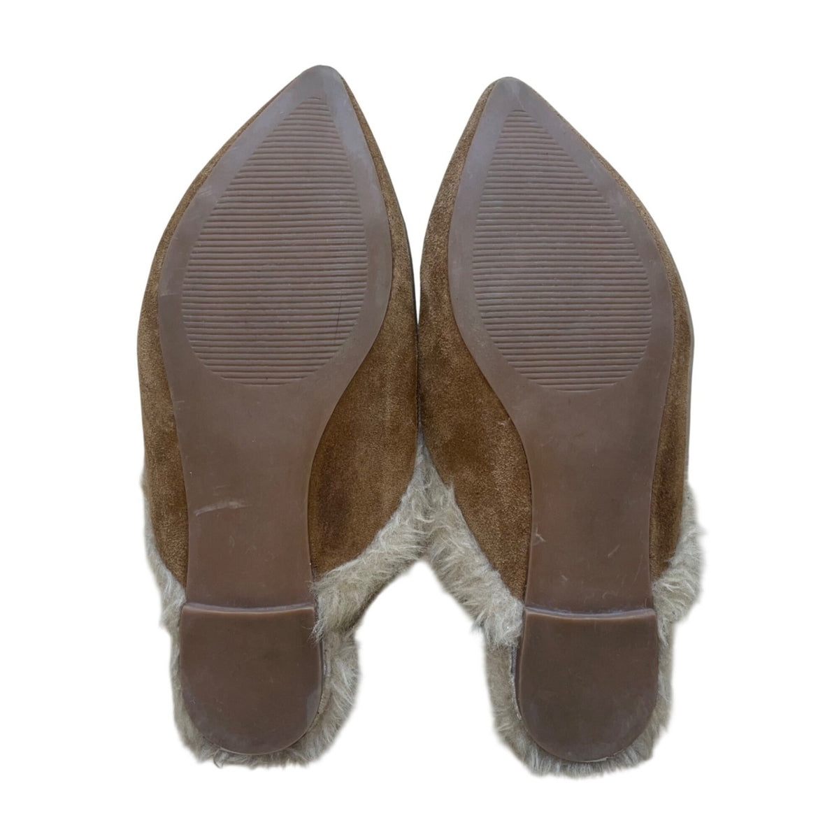 Steve Madden Women’s Brown Faux Fur Lined Chain Accent Loafer Mules Size 7.5M