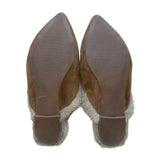 Steve Madden Women’s Brown Faux Fur Lined Chain Accent Loafer Mules Size 7.5M