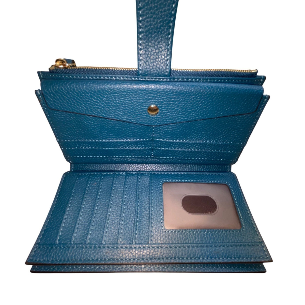 Travelambo Women’s Blue Faux Leather Wallet Clutch With Snap Button Closure