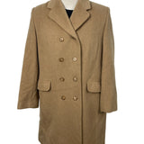 Evan Picone Classic Women's Khaki Double Breasted Wool Coat Sz 14