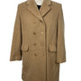 Evan Picone Classic Women's Khaki Double Breasted Wool Coat Sz 14