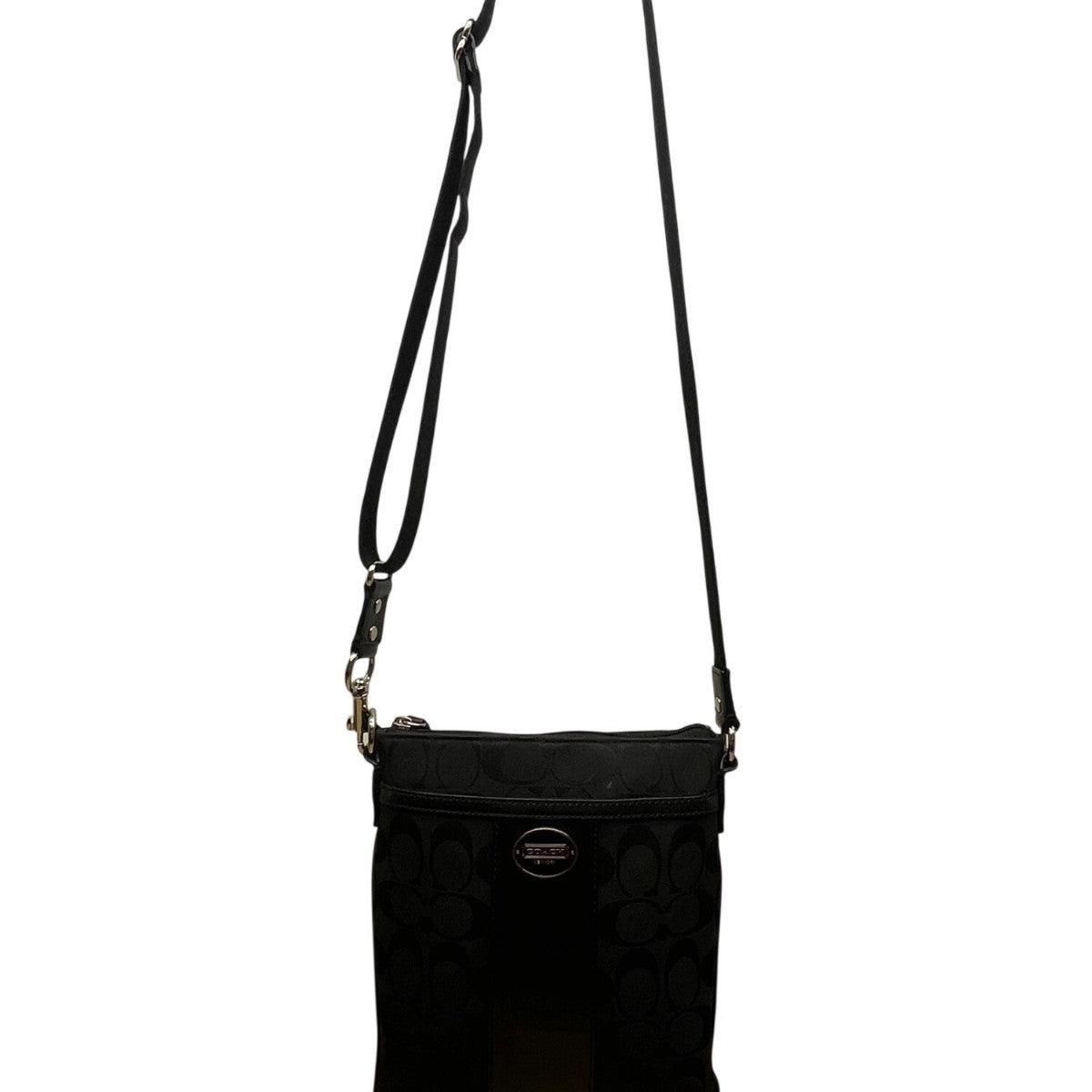 Coach Women’s Black Fabric & Leather Monogram Adjustable Strap Crossbody Bag