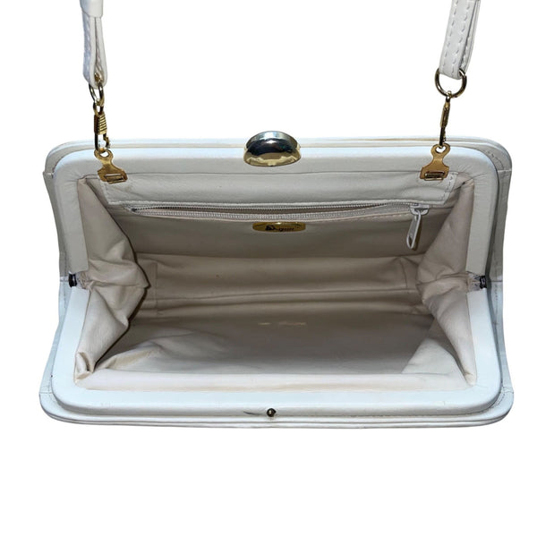 Aspects Women’s Beige Faux Snakeskin Classic Frame Crossbody Bag