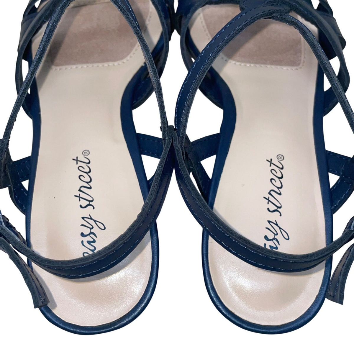Easy Street Women’s Navy Man-Made Crisscross Strappy Sandals Size 7M