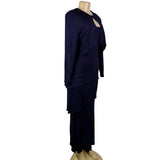Frivole Womens Navy Two-Piece Set With Long-Sleeve Jacket & Maxi Dress Size 6
