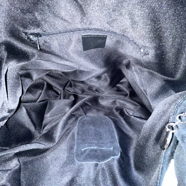 Casper Women’s Black Suede Soft Interior Pocket Silver Hardware Classic Hobo Bag