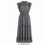 1. State Womens Black & White Ruffle Sleeve Floral Print Midi Dress Size S