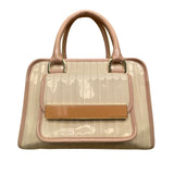 Ted Baker Women’s Pink & Cream Patent Stripe Detail Dual Top Handles Satchel