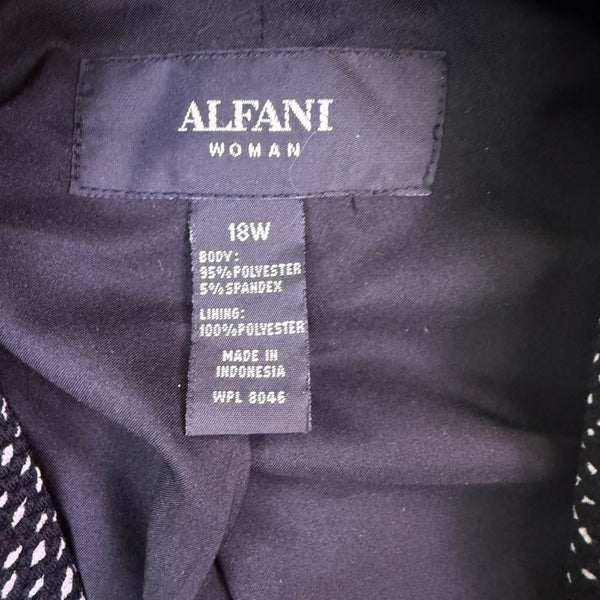 Alfani Womens Black & White Textured Open Front Blazer Size 18W