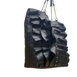 DSW Women’s Black Faux Leather Ruffle With Chain Straps Tote Bag
