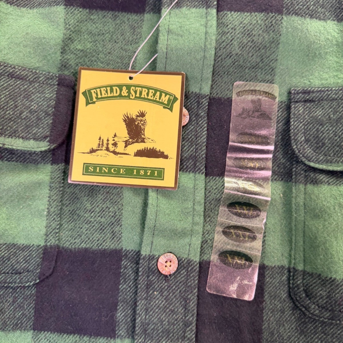 Field & Stream Mens Green Plaid Cotton Button-Up Long-Sleeve Shirt Size XXL