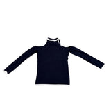 Bailey/44 Womens Navy  Cold Shoulder Sweater V-Neck Long Sleeve Trim Sz S