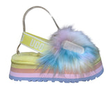 UGG Women’s Multicolor Sheepskin Fluffy Slingback Platform Sandals Size 5