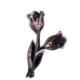 Lord & Taylor Womens Silver Tone Sterling Silver & Marcasite Floral Brooch 