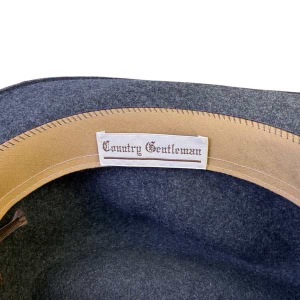 Country Gentleman Mens Gray Wool Fedora Hat Classic Design Ribbon Detail Size M