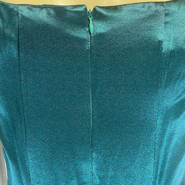 Scott McClintock Womens Teal Satin Short Sleeve Dress W/ Embellishment Size 8 Ne