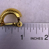 Monet Womens Gold Tone Ribbed Clip-On Hoop Earrings Vintage Crescent Style