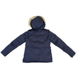 Abercrombie & Fitch Womens Navy Faux-Fur Hooded Jacket Water-Resistant Sz S