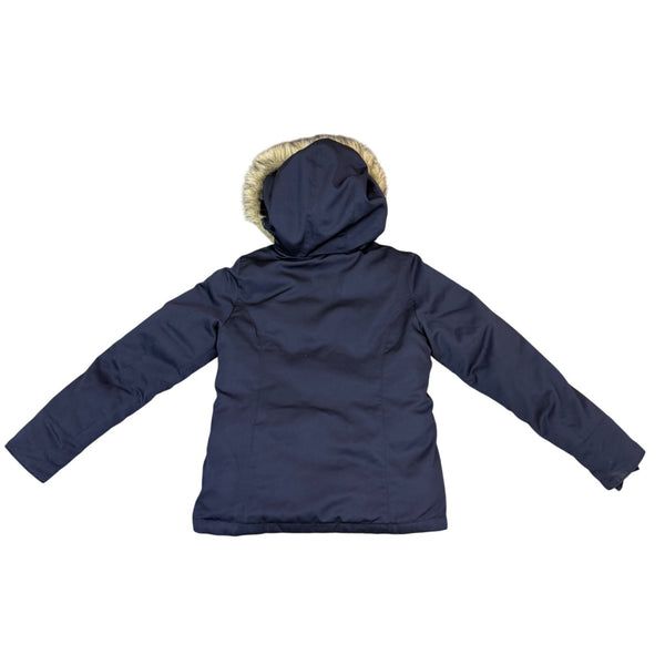 Abercrombie & Fitch Womens Navy Faux-Fur Hooded Jacket Water-Resistant Sz S