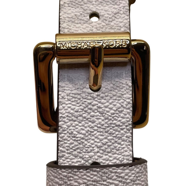 Michael Kors Women’s White Pink Signature Monogram three Stripe Belt Bag S/M