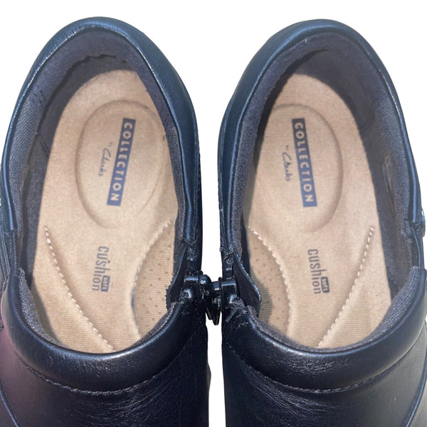 Clarks Women’s Black Leather Slip-On Comfort Shoes Size 7.5M