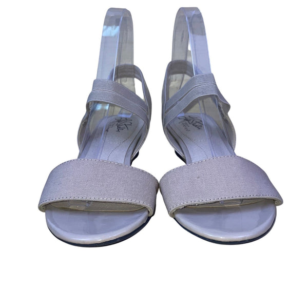 Life Stride Women’s Beige Patent Wide Strap Wedge Sandals 7.5M