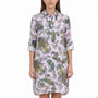 Hinson Wu Womens Pink Luxe Linen Paisley Tunic Shirt Dress Button Back Size M