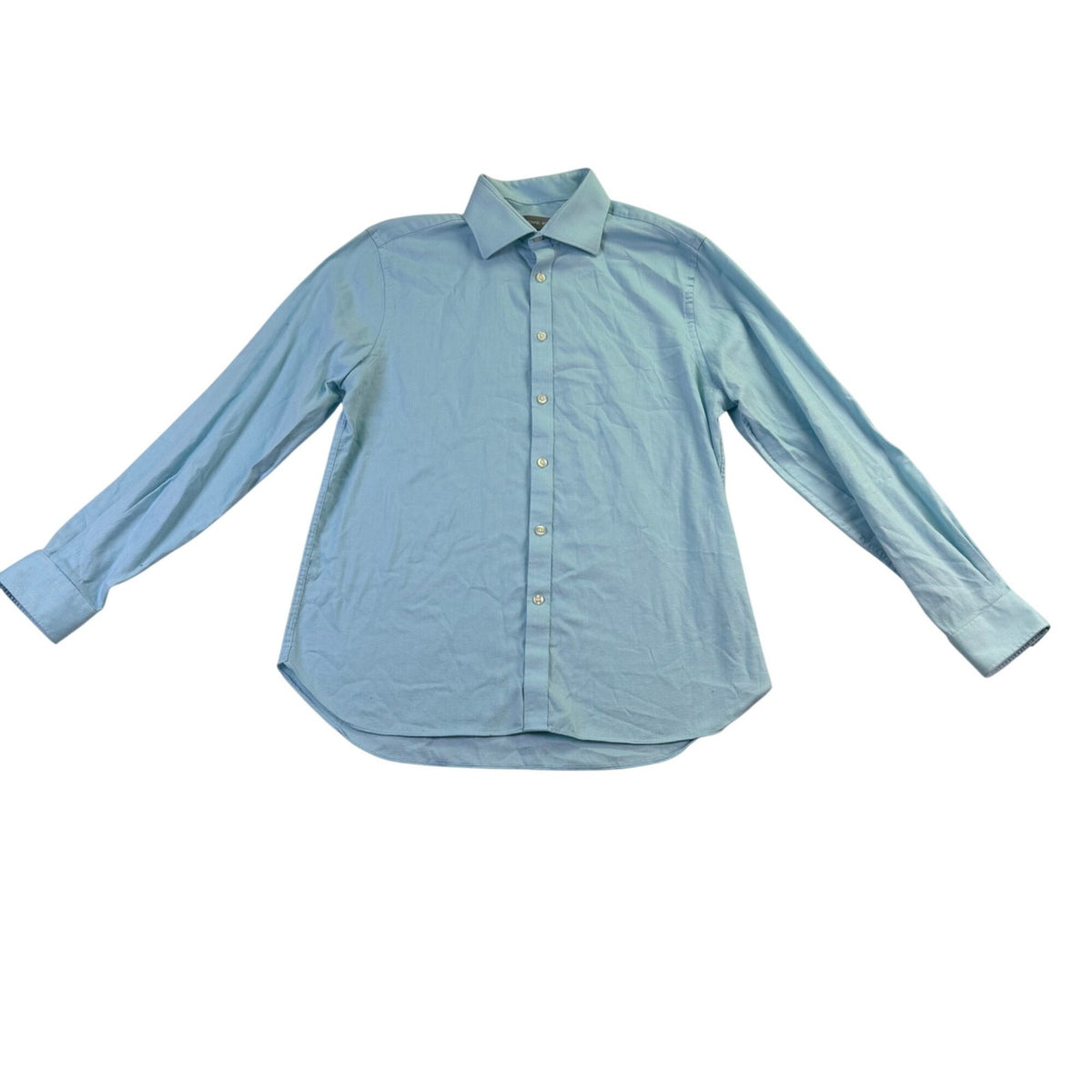 Michael Kors Mens Light Blue Cotton Blend Slim Fit Button-Up Dress Shirt Size L