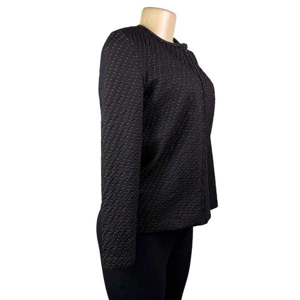 Exclusively Misook Womens Black Textured Zip-Up Jacket Size S