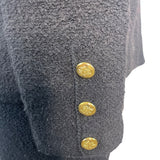 Vintage Black Bouclé Skirt Suit With Gold Button Details