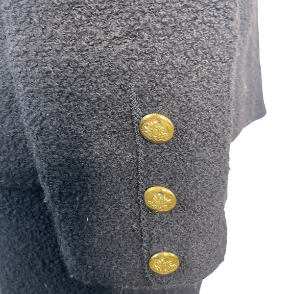 Vintage Black Bouclé Skirt Suit With Gold Button Details