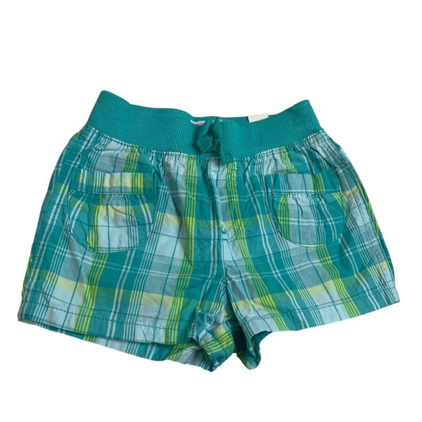The Childrens Place Girls Toddler Plaid Shorts Teal & Green 12-18M - New