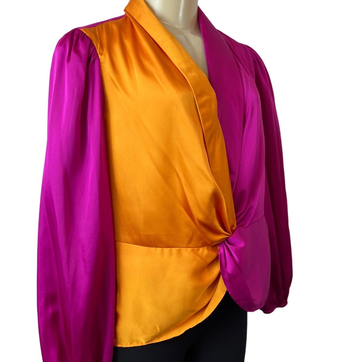 International Concepts Women's Magenta and Orange Long Sleeve Blouse Sz M