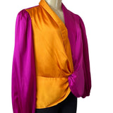 International Concepts Women's Magenta and Orange Long Sleeve Blouse Sz M
