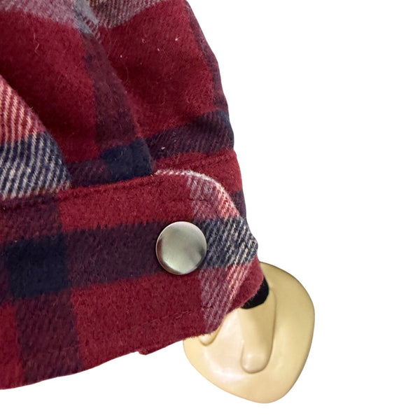 HFX Womens Red Beige Polyes/Wool Long-Sleeve Plaid Button Up Shirt Jacket  Sz L