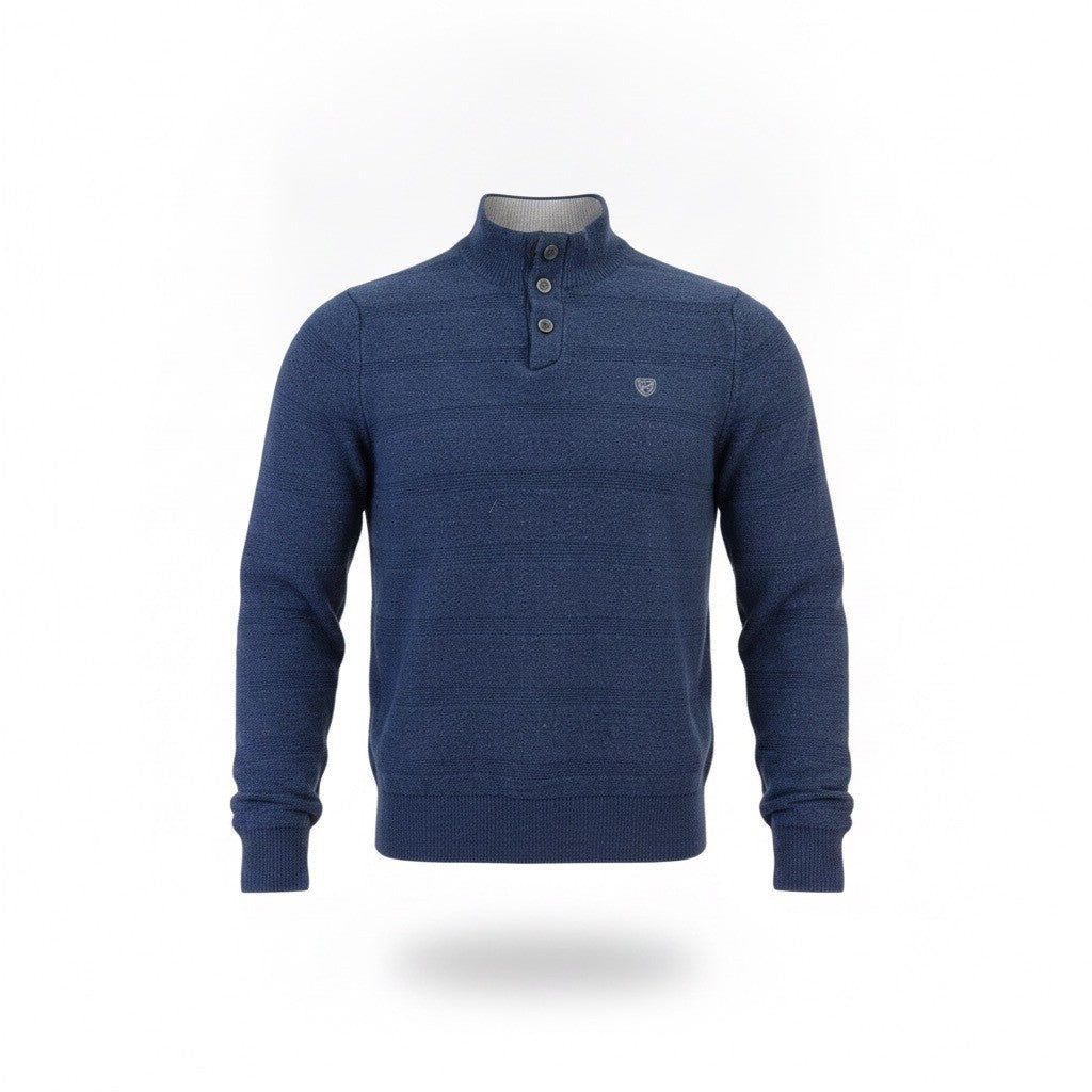 Chaps Mens Navy Sweater Button-Up Pullover Classic Long Sleeve Top Size M 