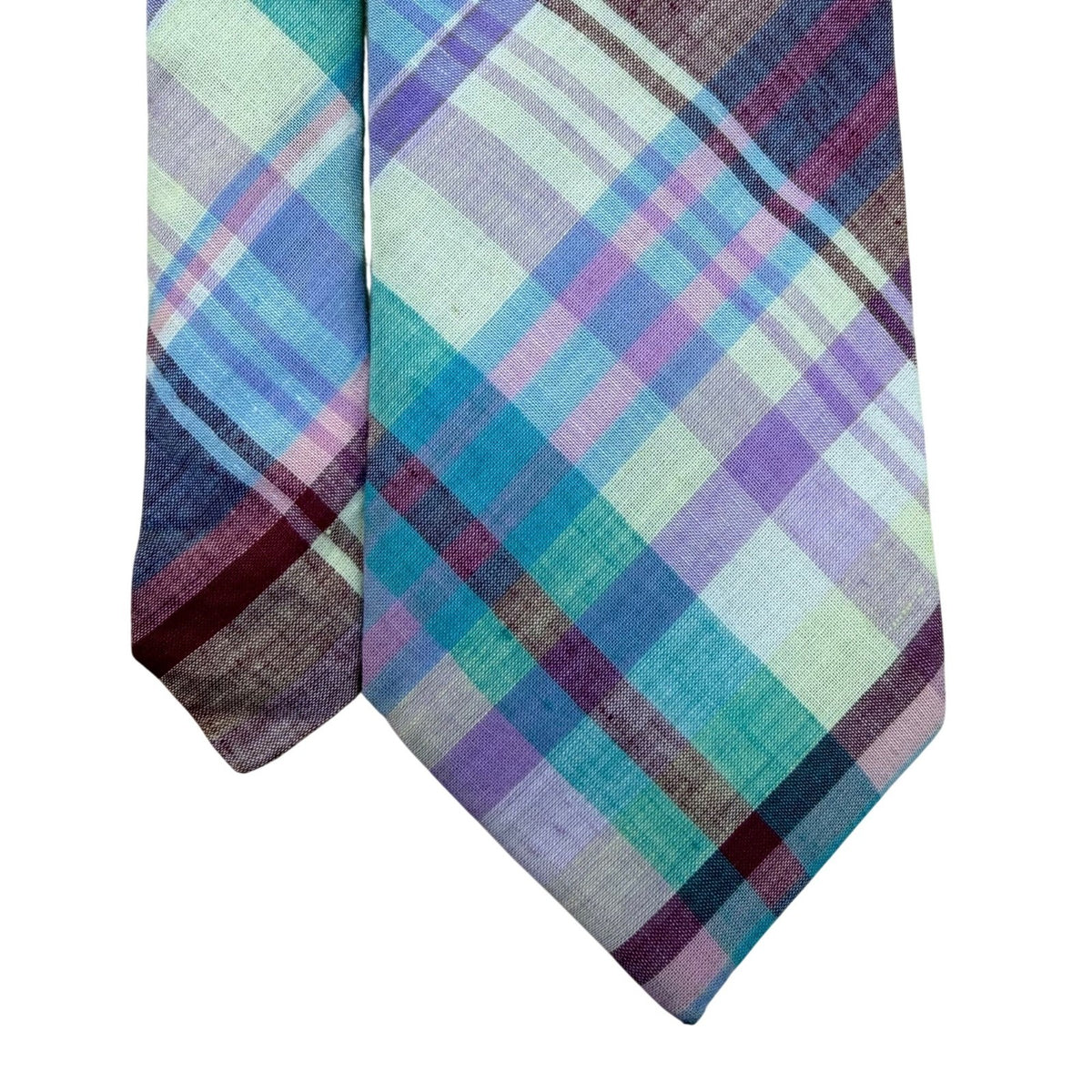 Lands End Mens Multicolor Cotton Plaid Necktie Classic Pattern