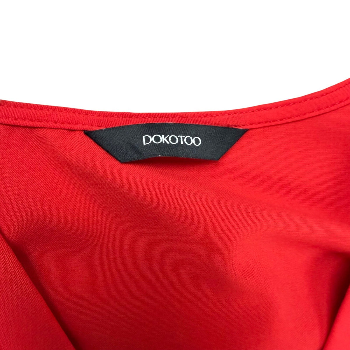 Dokotoo Womens Red Polyester Long-Sleeve V-Neck Pleated Tunic Dress Flowy Sz XL