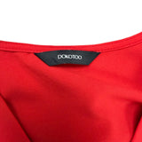 Dokotoo Womens Red Polyester Long-Sleeve V-Neck Pleated Tunic Dress Flowy Sz XL