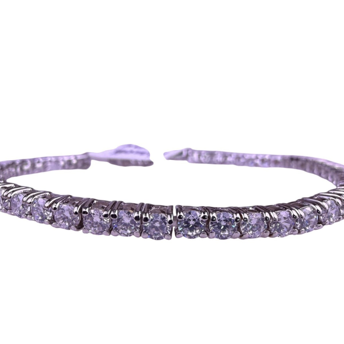 Kenneth Jay Lane Womens Silver Tone Rhodium-Plated Tennis Bracelet With Crystals