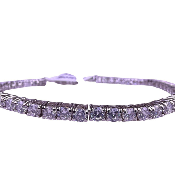 Kenneth Jay Lane Womens Silver Tone Rhodium-Plated Tennis Bracelet With Crystals